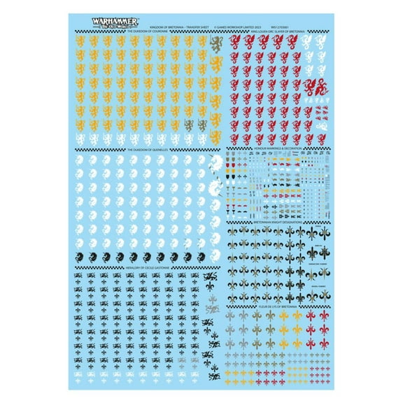 Kingdom of Bretonnia Transfer Sheet Warhammer Old World