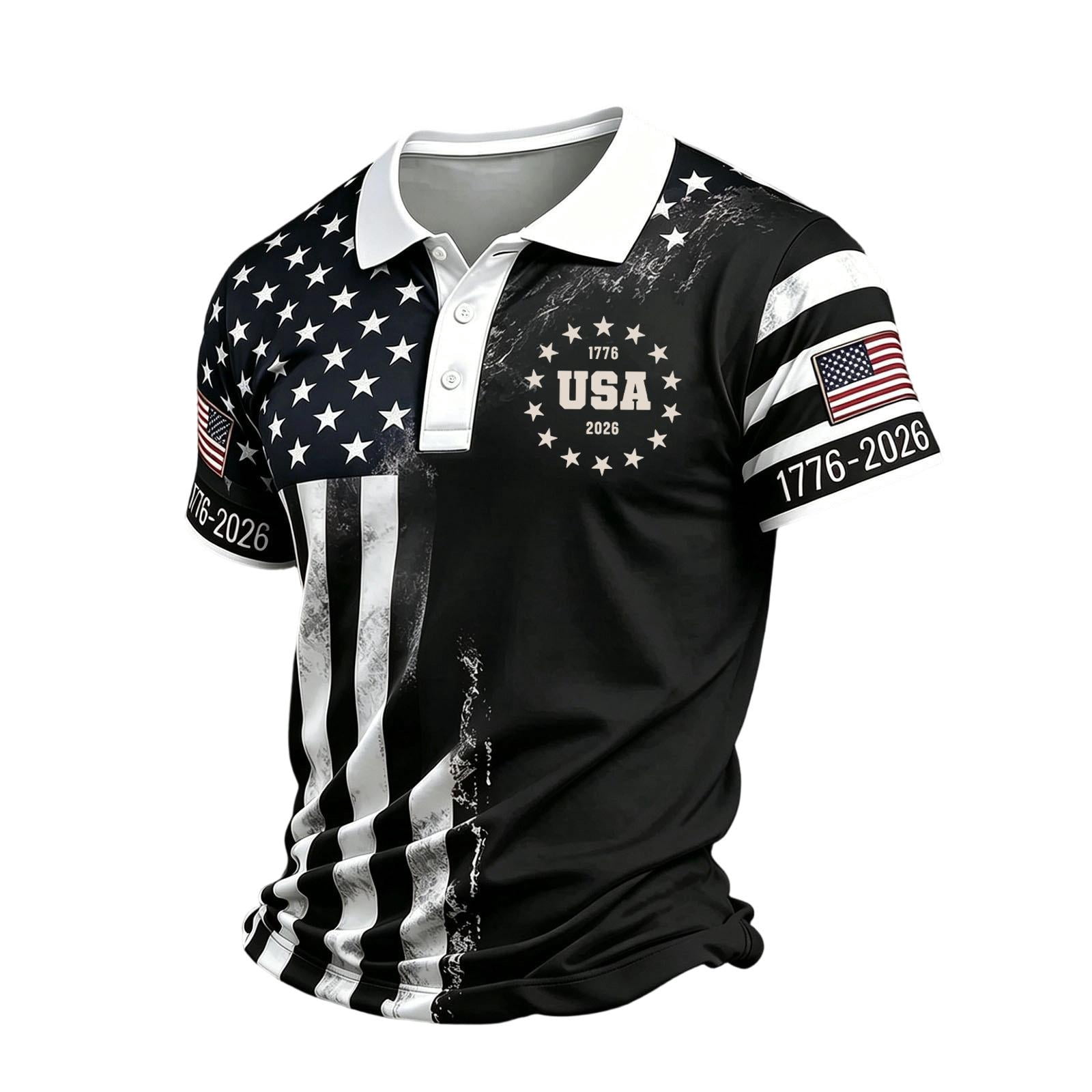 Zimjoy 250th Anniversary USA Men's Golf Polo Shirt Quick Dry