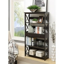 Oxford 5 Tier Bookcase with Drawer, Black