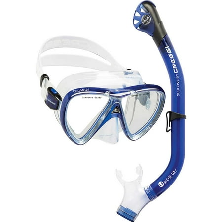 UPC: 0843607597432 | Cressi Ikarus & Orion Dry Snorkel Combo (Translucent Cobalt/Clear  One Size)