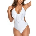 thumbnail image 2 of Lucakuins Bikini de verano de una pieza para mujer, sin mangas, cuello en V, cuello colgante, borlas, natación, verano, playa, traje de baño Lucakuins moda, 2 of 9
