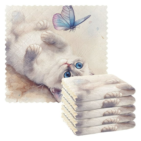 WOBOGO Blue Eyes Ragdoll Cat Kitchen Towels 6pcs Ultra Soft Absorbent Quick Drying Dish Cloths 11×11inch