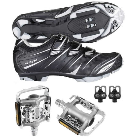 - Venzo Mountain Bike Bicycle Cycling Shimano SPD Shoes + Multi-Use Pedals