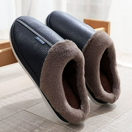 

QWZNDZGR Large Size 46-51 Men Concise Indoor Shoes Man Furry Mules Slippers Couple Shoes For Home Slides Male Winter Thick Plush Slippers