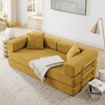 thumbnail image 3 of Convertible Couch Sofa Bed Foldable Floor Sleeper | Modern Fold Out Deep Seat Couch | Removable Backrest & Armrests | No Assembly Compression Sofa Sleeper for Living Room, Bedroom, Corduroy Yellow, 3 of 12