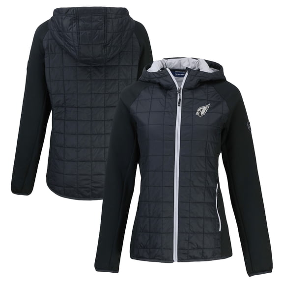 Women's Cutter & Buck Black Arizona Cardinals Rainier PrimaLoft Eco Hybrid Full-Zip Hoodie Jacket