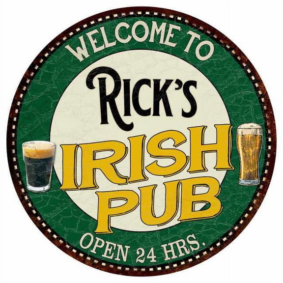rick's irish pub 14" round metal sign kitchen bar wall dcor 100140036107