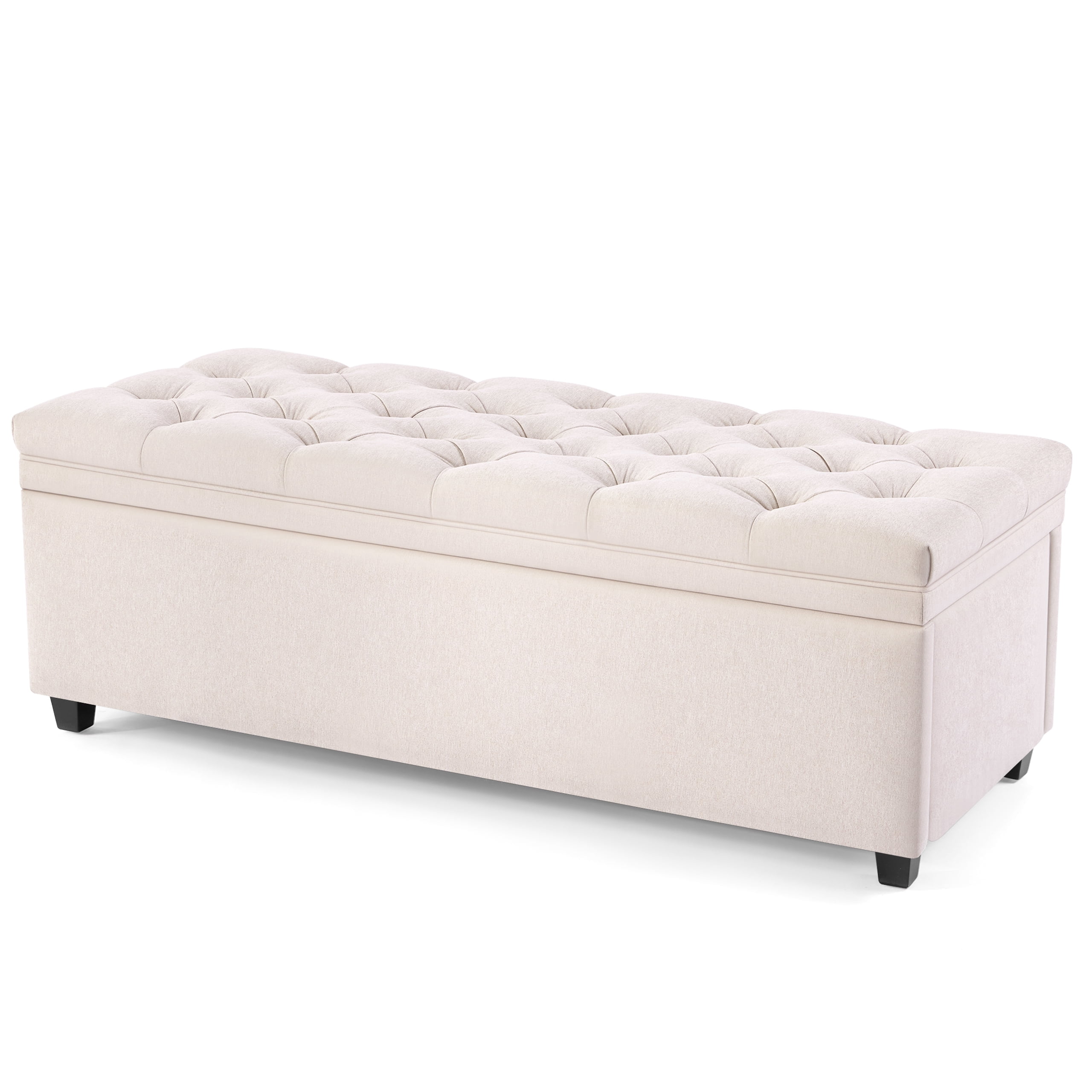 Weture 50-Inch Tufted Storage Ottoman Bench, Large Modern Entryway Bedroom Bench, Beige