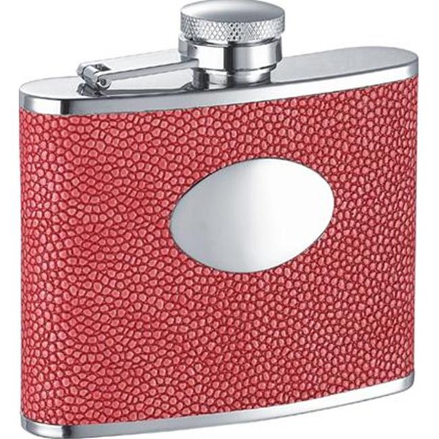 Visol VF1174 Strawberry Light Pink Lizard Stainless Steel 4oz Hip Flask