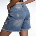 thumbnail image 4 of Women's Jean Shorts Bermuda Summer Demin Trendy Stretchy Ripped Raw Hem Cut Off Casual Distressed with Pockets, 4 of 4