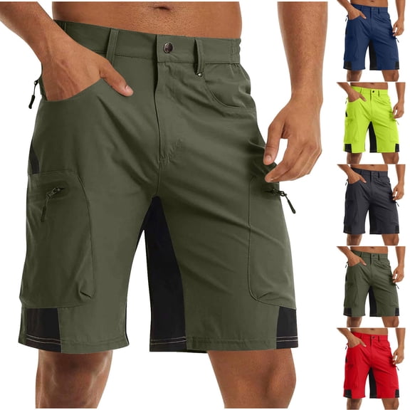 Akafmk Mens Cargo Shorts Solid Color Casual Elastic Waist Zipper Pockets Fashion Workwear Shorts Pants XXXL