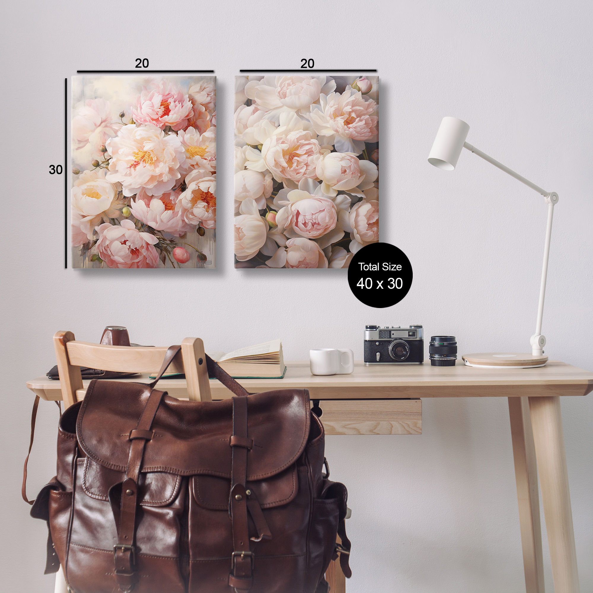 Stupell Industries Soft Pink Cabbage Roses Plants & Flowers Painting Wrapped Canvas Art Print Wall Art, 20 x 30, Set of 2