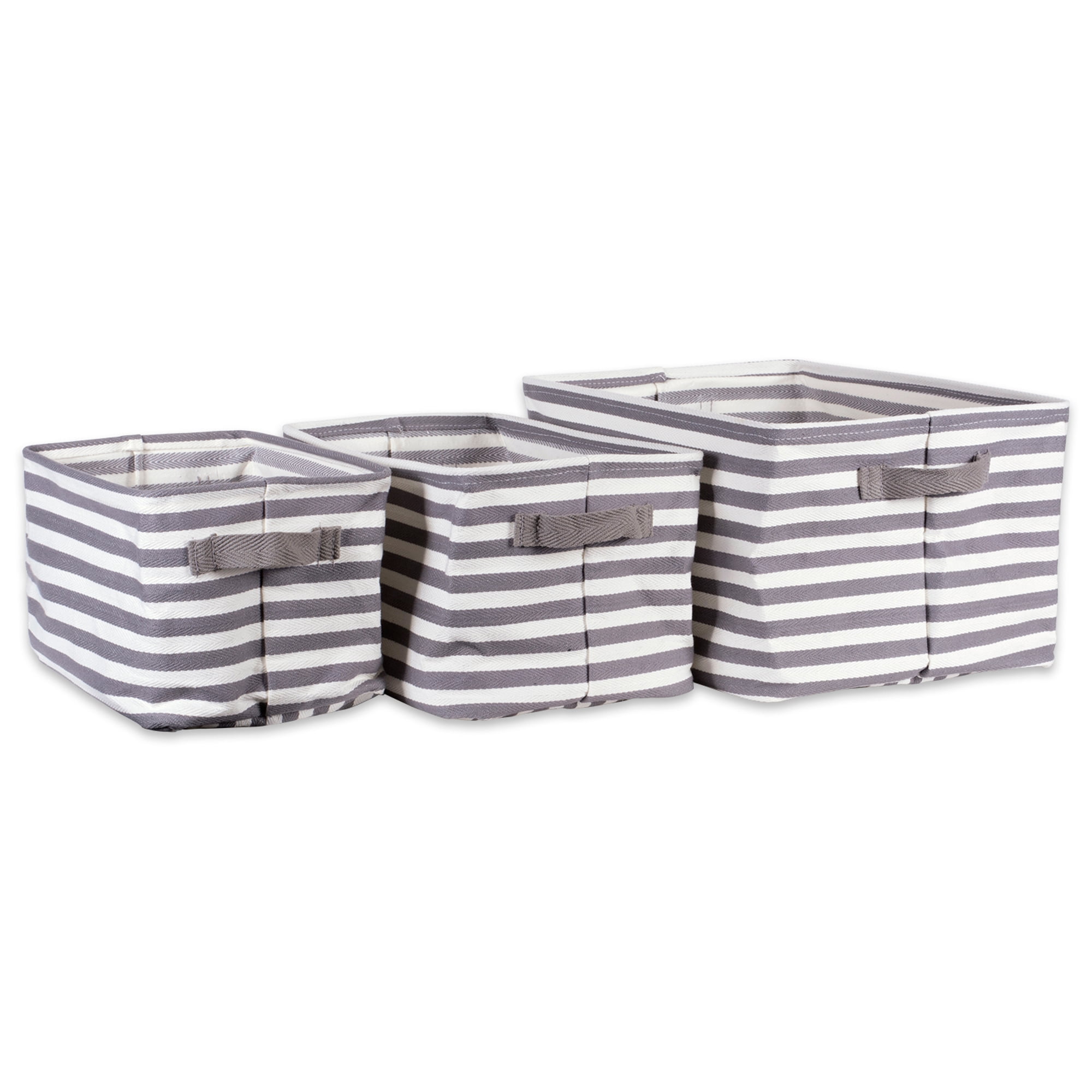Dii Pe Coated Herringbone Woven Cotton Laundry Bin Stripe Gray Rectangle Assorted Set Of 3 Walmart Canada