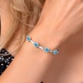 thumbnail image 3 of Gem Stone King 925 Sterling Silver Swiss Blue Topaz and White Created Sapphire Bracelet for Women (3.80 Cttw, Gemstone November Birthstone, Oval 6X4MM, 7 inch + 1 inch Extender), 3 of 6
