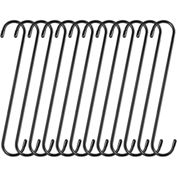 12 Pack Heavy Duty S Hooks for Hanging, 12 inch Extra Large S Hooks for Hanging Plant, Tree Branch, Bird Feeder, Pots and Pans Closet, Garden Pergola Indoor Outdoor Uses