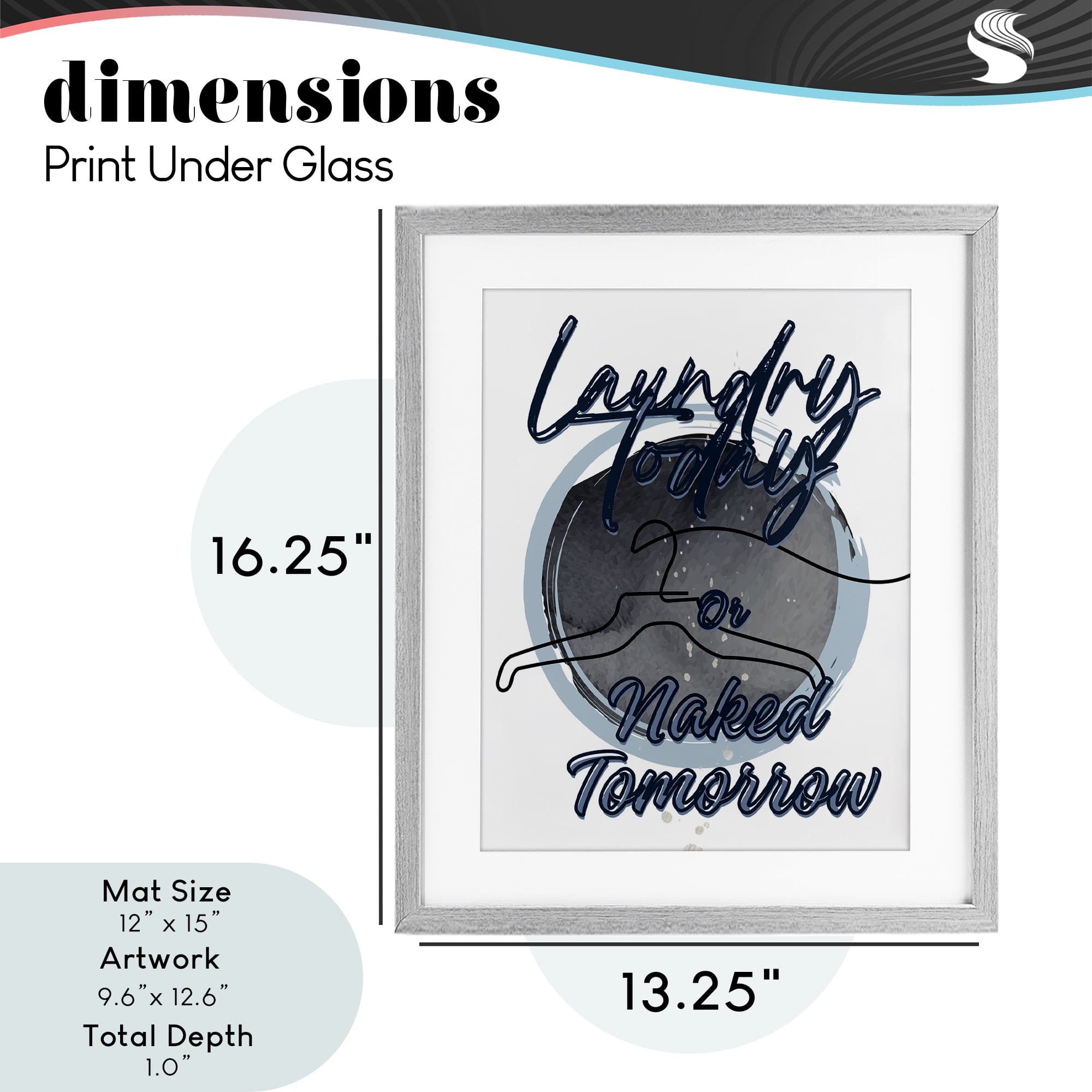 Laundry Phrase with Hanger Contour Gray Framed Print Under Glass, design by Jesse Keith