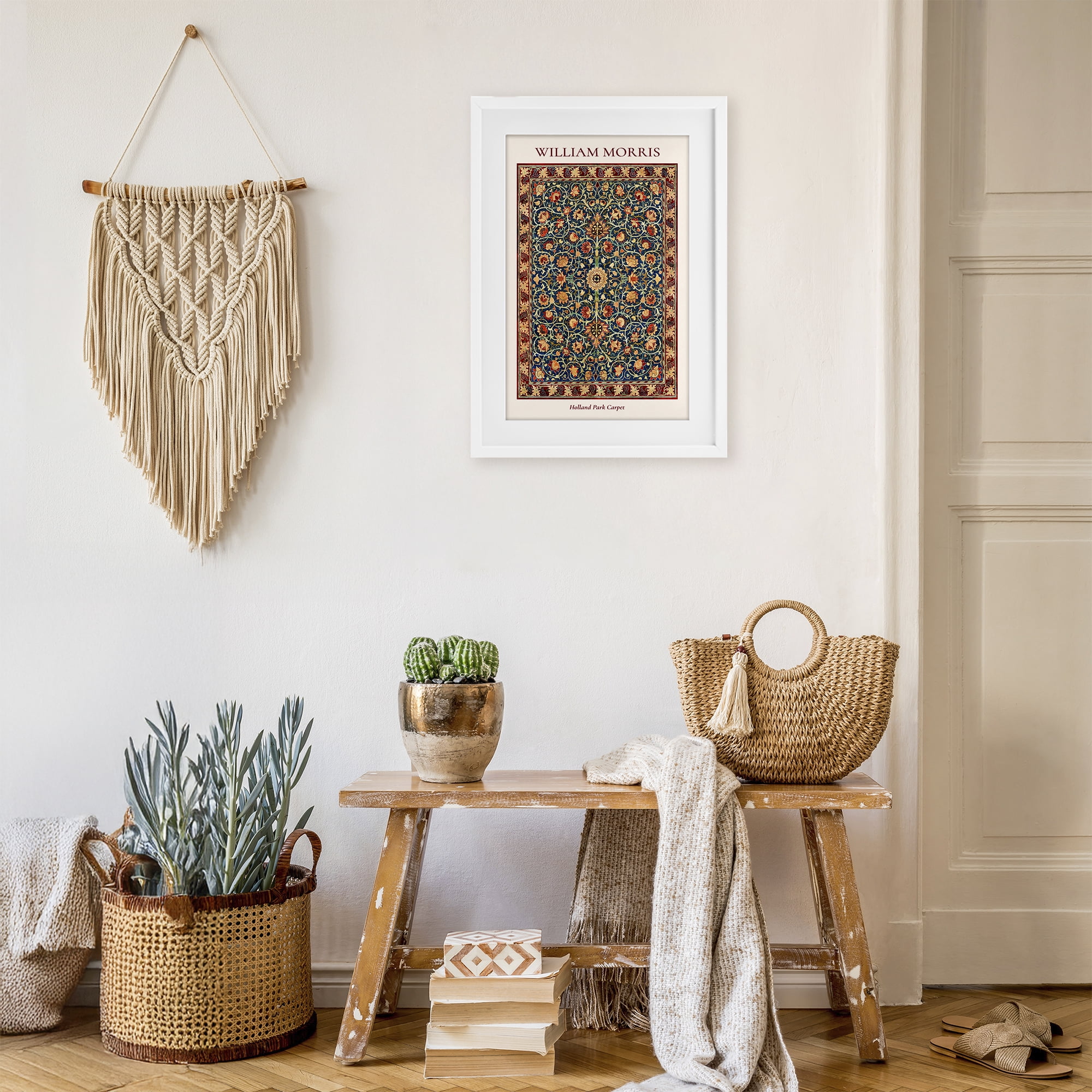 Stupell Industries Holland Park William Morris Design White Framed Print Under Glass, design by Vintage Hustle