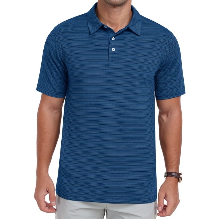 GIRUNS Men's Moisture-Wicking Striped Golf Polo photo 5