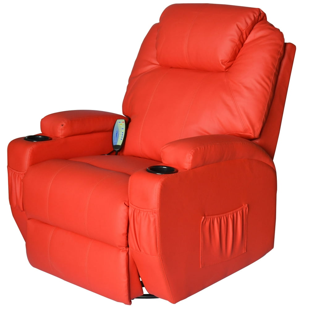 Luxury Faux Leather Heated Vibrating Massage Recliner Chair with Remote