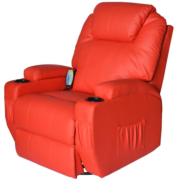 Luxury Faux Leather Heated Vibrating Massage Recliner Chair with Remote