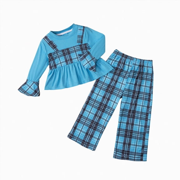 CAUYDY 12M 18M 24M 3T 4T 5T 6T 7T Little Kids Girl Fall Winter Clothes Children Long Sleeved Top Elastic Waist Pants 2Pcs Pretty Sets Baby Princess Outfits Sizes 6-7 Years,Blue