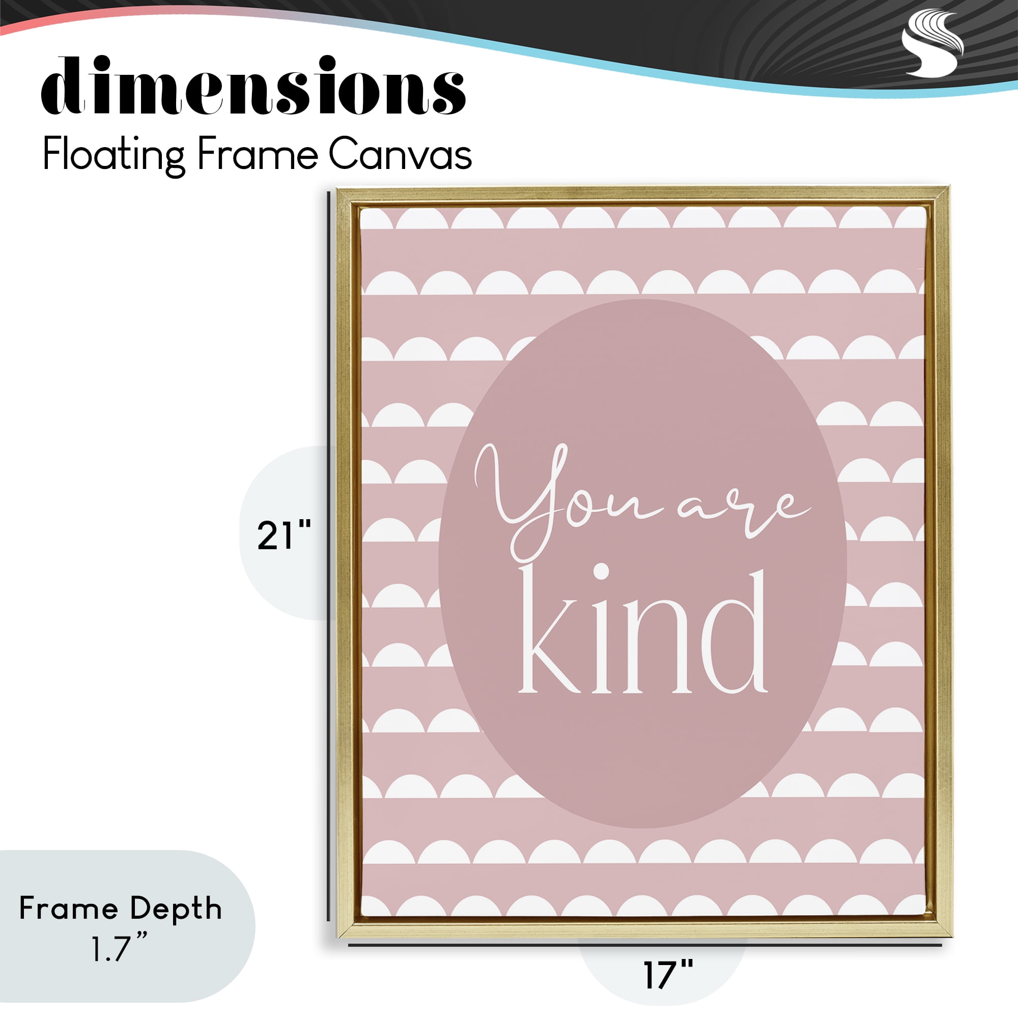 Stupell Industries You Are Kind Blush Pink Gold Framed Floater Canvas Wall Art, design by Christine Simpson Art