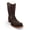 Brown, variant on Men's Leather Mid-Calf Boots, Square Toe with Python Print, Full Side Zipper, Leather Sole