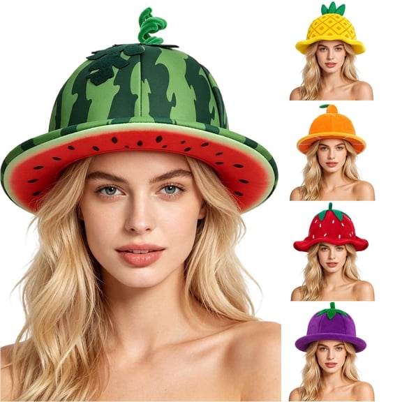 XIAOCHA Women's Watermelon Printed Novelty Hat , Breathable Party Accessory , Festive Gathering Headwear,Green