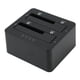 thumbnail image 3 of Base para disco duro externo USB C 3.0 a SATA compatible con clonador de HDD SSD de 16 TB y 5 Gbps para bahía doble de 2,5 y 3,5 pulgadas SATA I II III SSD HDD enchufe de la UE, 3 of 10