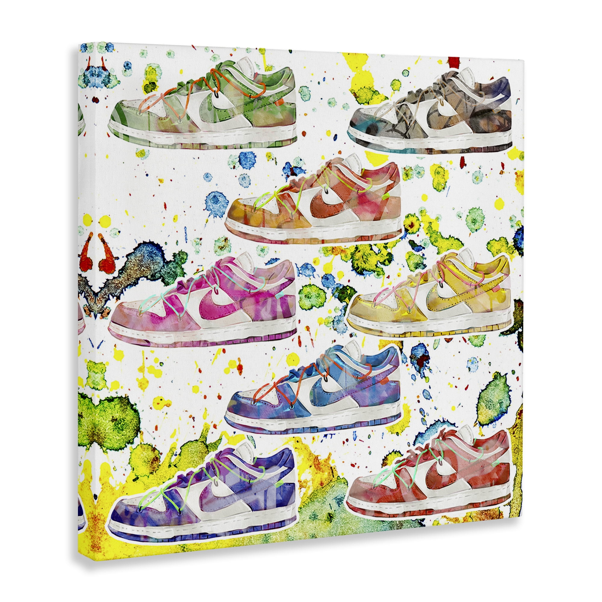 Stupell Industries Paint Splatter Sneakers Beauty & Fashion Painting Gallery Wrapped Canvas Art Print Wall Art, 24 x 24