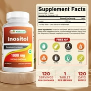 Best Naturals Vitamin Inositol, 1000mg, 120 Tablets