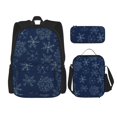 thumbnail image 1 of Easygdp Snowflake Dark Blue Mochila para Niños y Niñas con Set de Caja de Almuerzo y Estuche para Lápices 3 en 1, Mochila Escolar Estampada para Adolescentes, 1 of 7