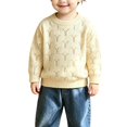thumbnail image 2 of Ruyang Boys Girls Knit Sweater Loose Long Sleeve Pullover Breathable Casual Basic Tops Kids Crew Neck Fall Warm Outfits, 2 of 7