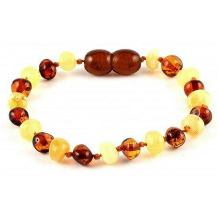 Baltic Amber Baby Teething Bracelet/Anklet Cherry Cognac Baroque BTB28 By Amber