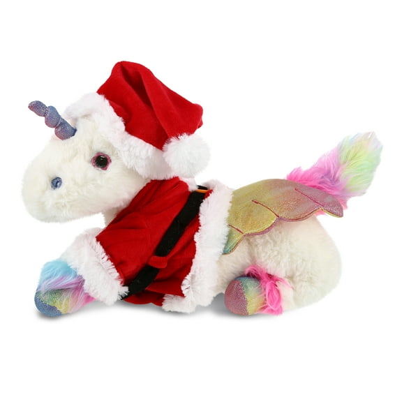 DolliBu Santa Royal Flying Unicorn Stuffed Animal Plush Toy - Super Soft Unicorn Dress Up with Red Santa Claus Outfit, Cute Unicorn Christmas Holiday Gift - 16 Inches