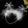 thumbnail image 2 of piezas de adornos navideños, tocado navideño, diadema de copo de nieve, suministros para fiestas navideñas para niños, color blanco, 2 of 5