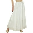 thumbnail image 1 of Bimba Jupe d'Été Blanche pour Femme, Design Gota Patti, Cordon de Serrage, Taille à Franges - S, 1 of 5