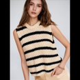 thumbnail image 2 of Suéter Tipo Camisa de Cuello Redondo, Holgado, Estilo Europeo y Estadounidense, con Rayas y Cuello Halter para Mujer Negro M, 2 of 3