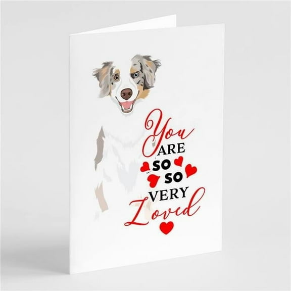 Australian Shepherd Red Merle Tricolor #1 so Loved Greeting Cards and Envelopes Pack of 8 7 in x 5 in