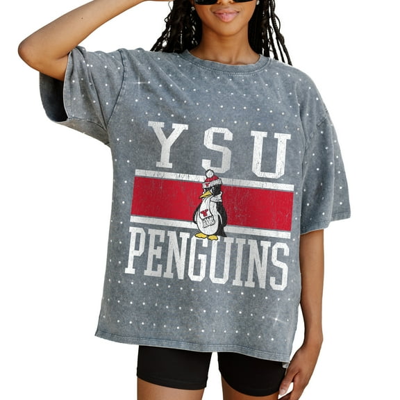 Women's Gameday Couture Gray Youngstown State Penguins On the Ball Oversized T-Shirt