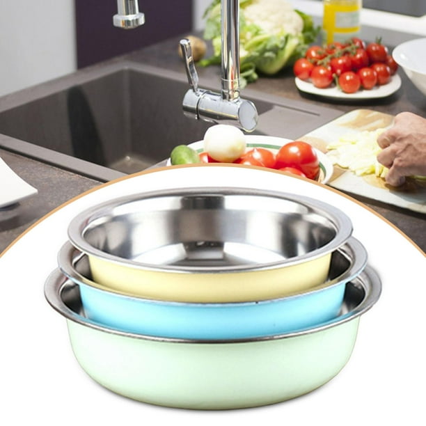 3 Piezas Tazón Mezclador Juegos de Tazones de Acero Inoxidable Recipientes para Almacenamiento de Alimentos y Ensalada con Diseño Apilable y Fácil 20 cm 22 cm 24 cm