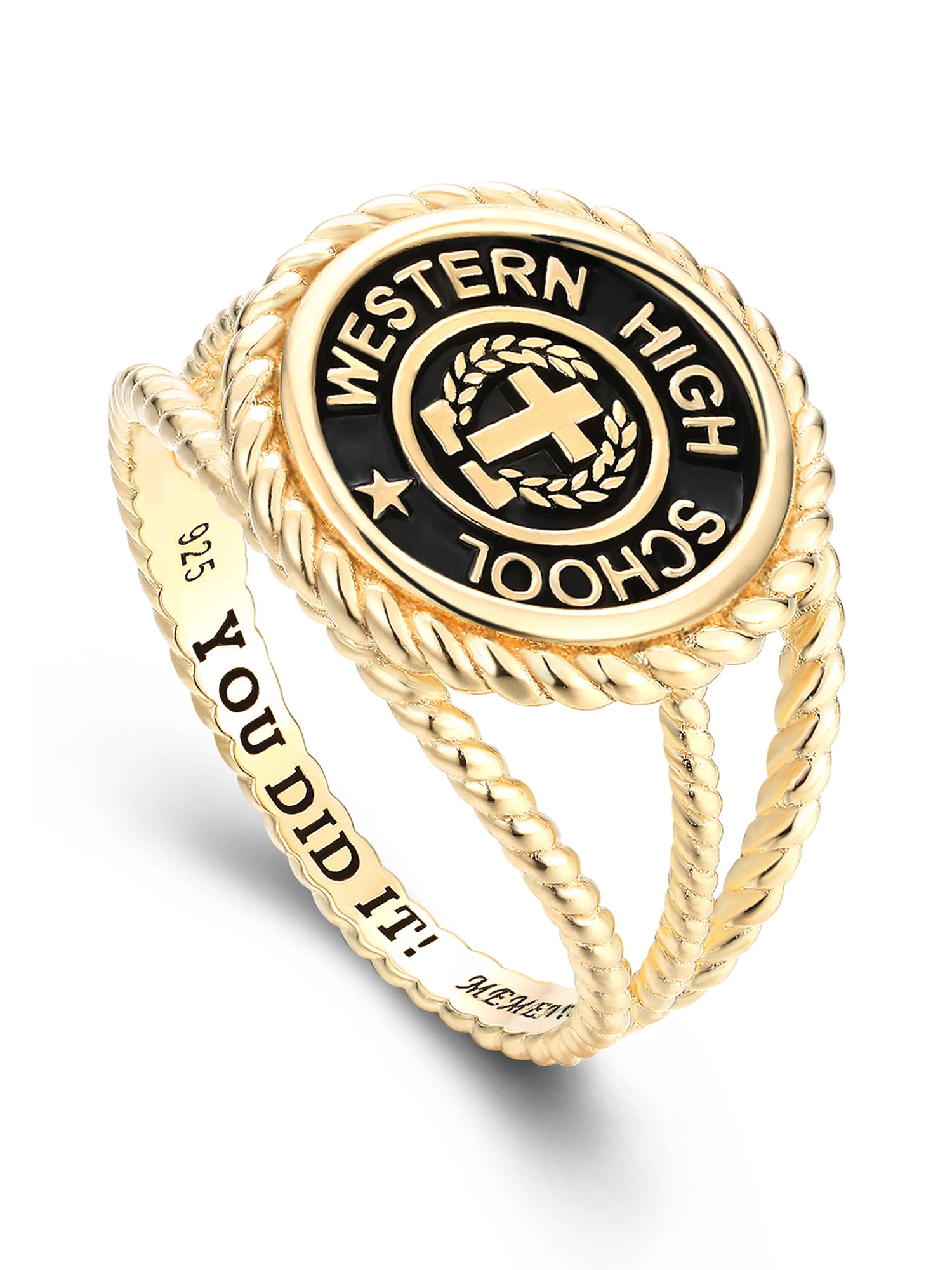 Mementos PJM Custom Women's Class Rings Sterling Silver for High School College-Gold-Signet