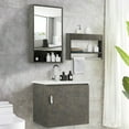 thumbnail image 3 of Gymax Modern Wall-Mounted Bathroom Vanity Sink Set w/Medicine Cabinet & Storage Rack, 3 of 10