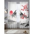 thumbnail image 2 of Pink Floral Sheer Curtains 84 Inch Length 2 Panels Set Window Treatments, Tree Mountain Retro Art Botanical Rod Pocket Semi Curtains for Living Room/Bedroom/Kitchen Décor, 104"W x 84"L, 2 of 7