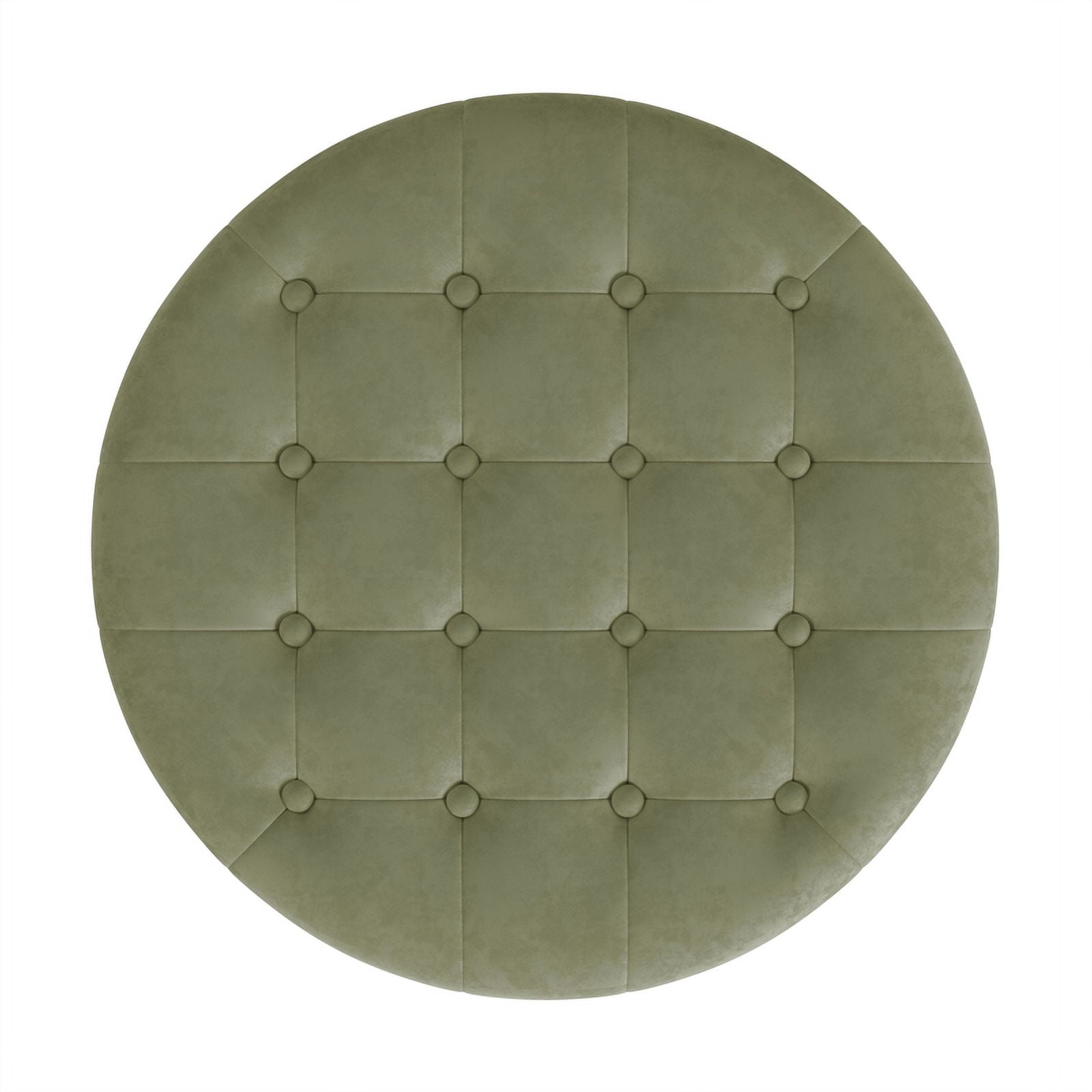 HomePop Large Round Button Tufted Storage Ottoman, Light Sage Green Velvet