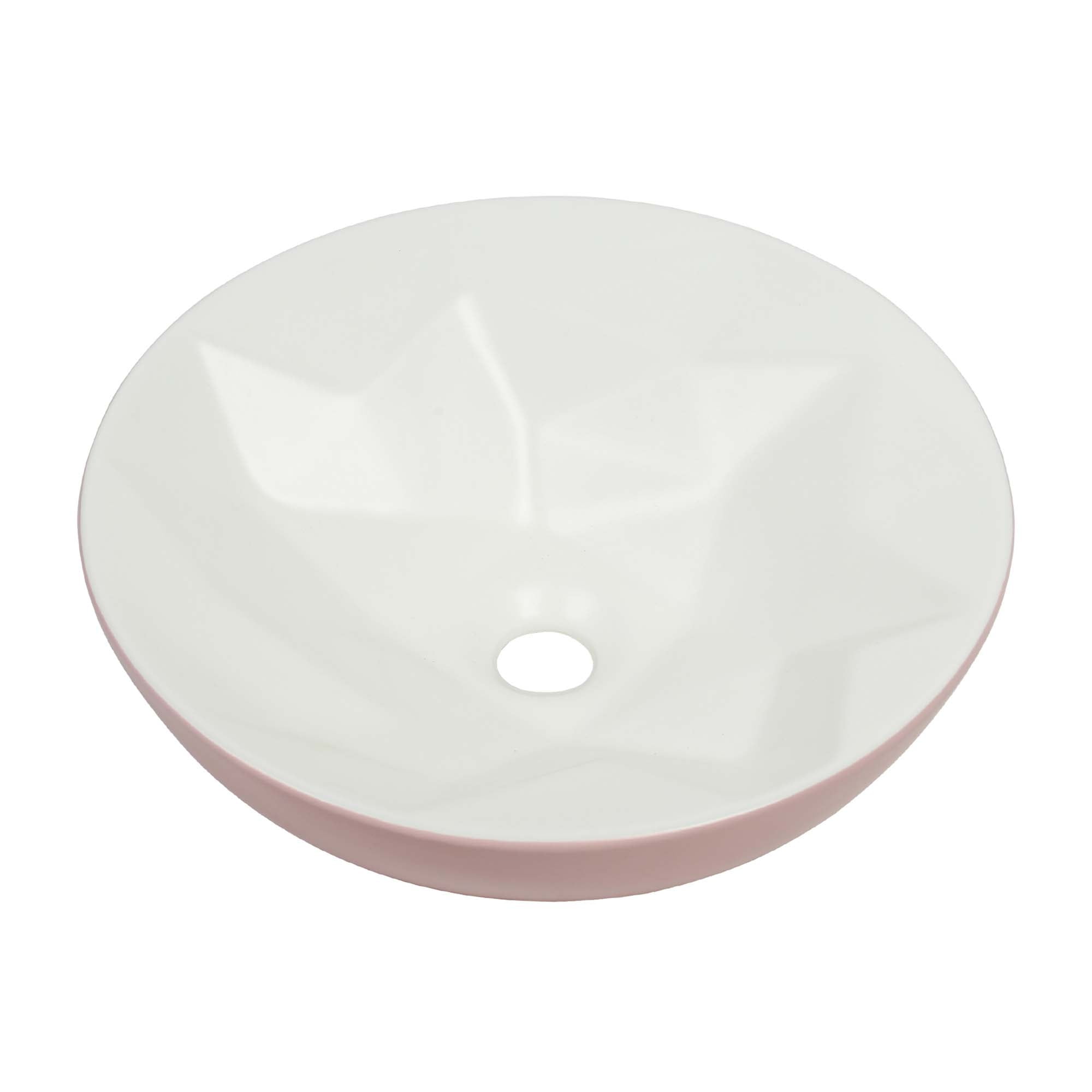 16" Round Ceramic Vessel Bathroom Sink – Modern Textured Interior Bowl Design in Vintage Rose