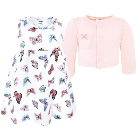 Luvable Friends Hudson Baby Dress and Blouse 2pc, Blossom Butterflies, 0-3M