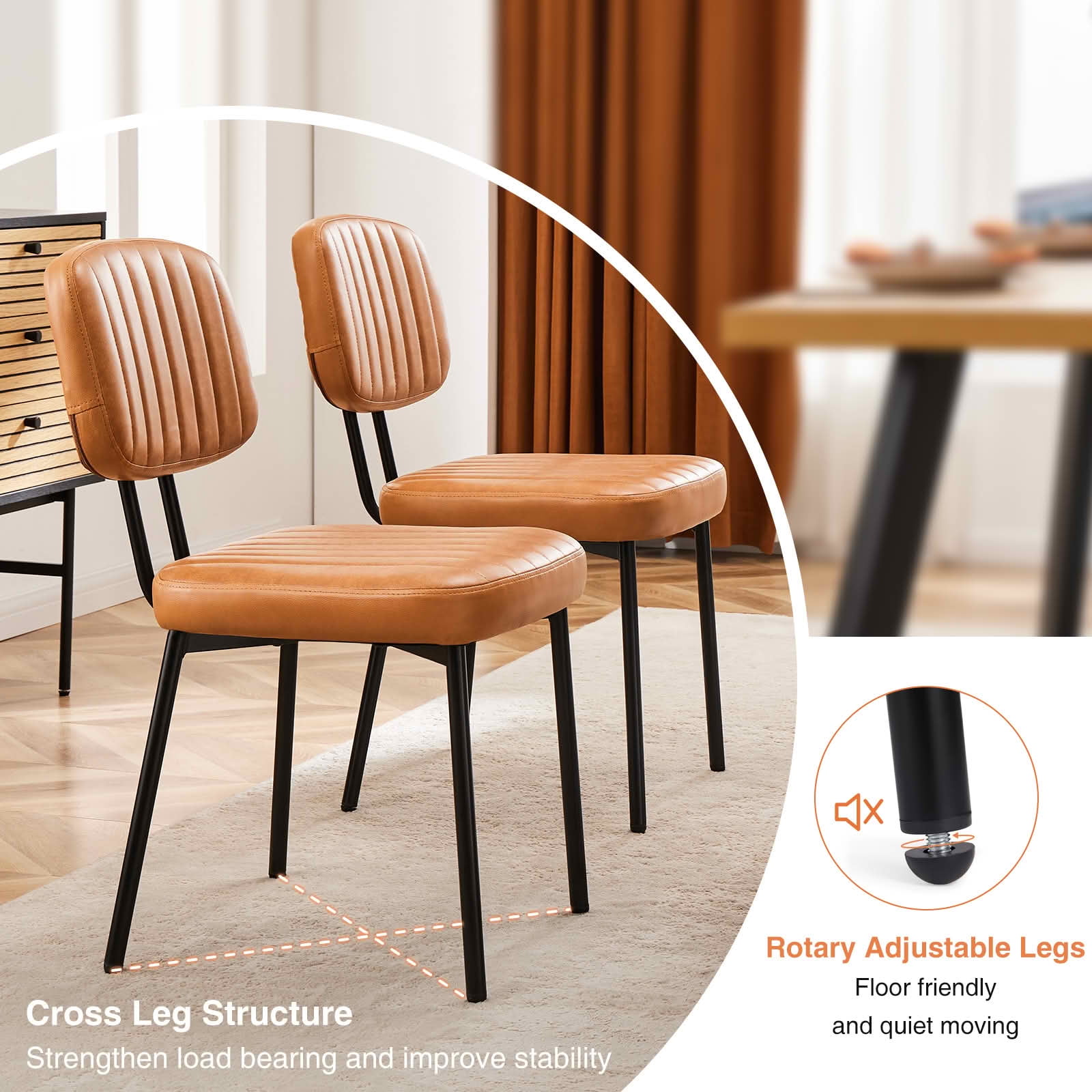 MAYEERTY Upholstered Dining Chairs, Mid Century Modern Dining Room Chairs for Vanity For Living Room Set of 2