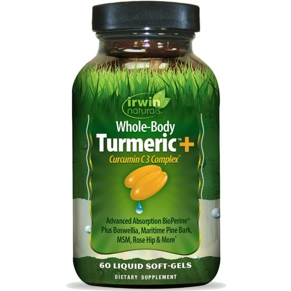 Irwin Naturals Whole-Body Turmeric   Curcumin C3 Complex - 120 Liquid Soft-Gels - with Boswellia, Maritime Pine Bark, MSM & Rose Hip