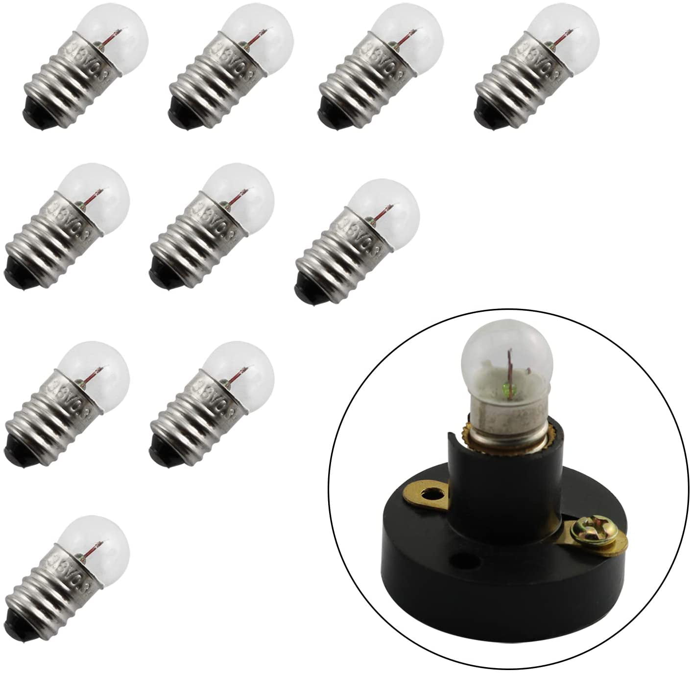 10-Pack E10 Mini Light Bulbs Base Indicator Light Incandescent Bulb Lamp for Physical Experiment 3.8V 0.3A (No Base) - Walmart.com
